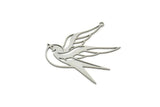 Steel Bird Charm, Stainless Steel Swallow Bird Charms With 1 Loop, Findings (39x37x0.80mm) SMP1870