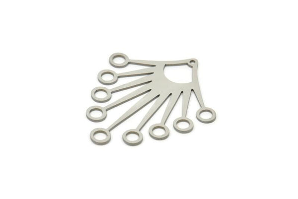 Steel Fringed Charm, Stainless Steel Fringed Charms With 1 Hole, Findings (40x36x0.80mm) SMP1871