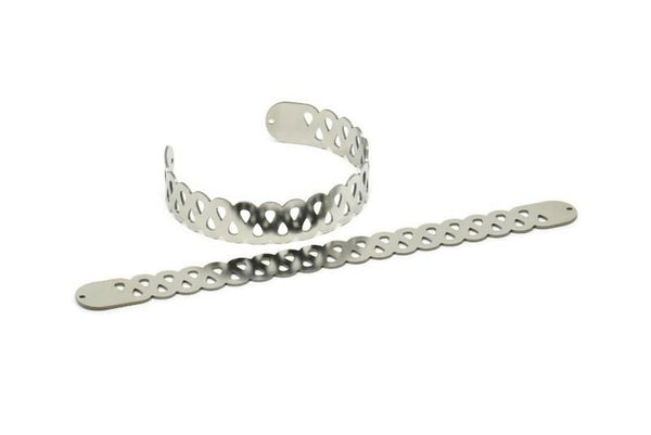 Adjustable Bangle Bracelet, Stainless Steel Flat Bracelet With 2 Holes, Steel Bracelet, Steel Bracelet Bangle (145x13x0.80mm) SMP1782