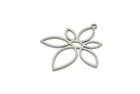 Steel Flower Charm, Stainless Steel Flower Charms With 1 Loop, Charm Pendants, Findings (33x29x0.80mm) SMP1829