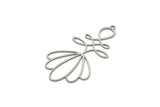 Steel Flower Charm, Stainless Steel Flower Charms With 1 Loop, Charm Pendants, Findings (45x24x0.80mm) SMP1834