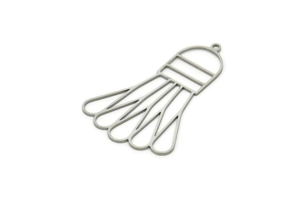 Steel Ball Charm, Stainless Steel Badminton Ball Charms With 1 Loop, Findings (38x25x0.60mm) SMP1837