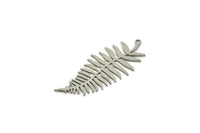 Steel Leaf Charm, Stainless Steel Branch Charms With 1 Loop, Charm Pendants (41x17x0.80mm) SMP1832