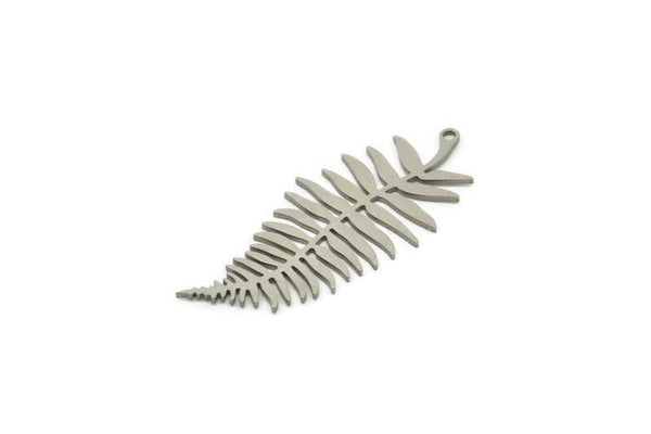 Steel Leaf Charm, Stainless Steel Branch Charms With 1 Loop, Charm Pendants (41x17x0.80mm) SMP1832