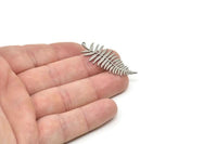 Steel Leaf Charm, Stainless Steel Branch Charms With 1 Loop, Charm Pendants (41x17x0.80mm) SMP1832