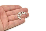 Steel Moon Charm, Stainless Steel Crescent Moon And Star Shaped Charms With 1 Hole, Findings (29x10x0.80mm) SMP1873
