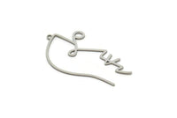 Steel Face Charm, Stainless Steel Face Pendants With 1 Loop, Face Earrings (42x24x0.80mm) SMP1869