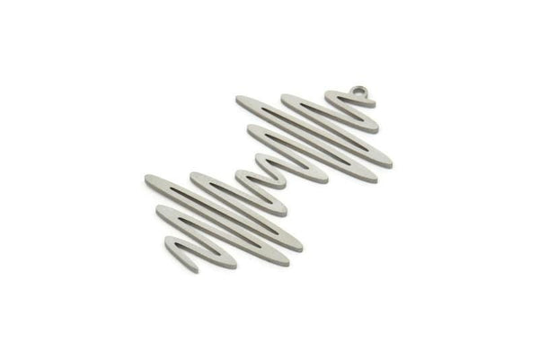 Steel Rhythm Charm, Stainless Steel Rhythm Shaped Charms With 1 Loop, Findings (40x25x0.80mm) SMP1835