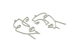 Steel Face Charm, Stainless Steel Man And Woman Face Charms With 1 Loop, Findings (42x28x0.80 - 42x23x0.80mm) SMP1872