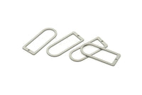 D Shape Rings, Stainless Steel D Shape Connectors With 1 Hole, Rings, Geometric Charms (30x13x0.80mm) A5499