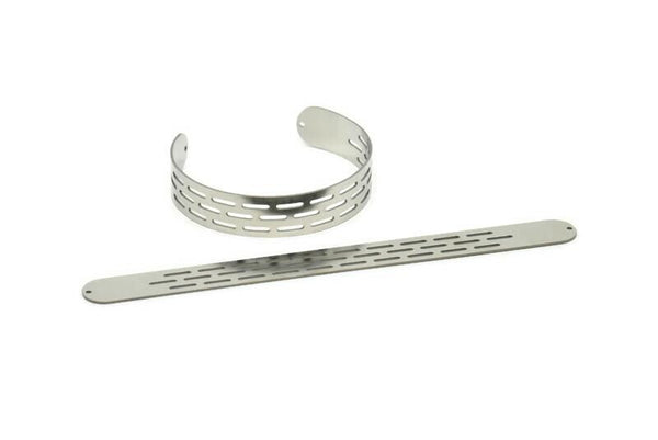 Adjustable Bangle Bracelet, Stainless Steel Flat Bracelet With 2 Holes, Steel Bracelet, Steel Bracelet Bangle (145x13x0.80mm) SMP1802