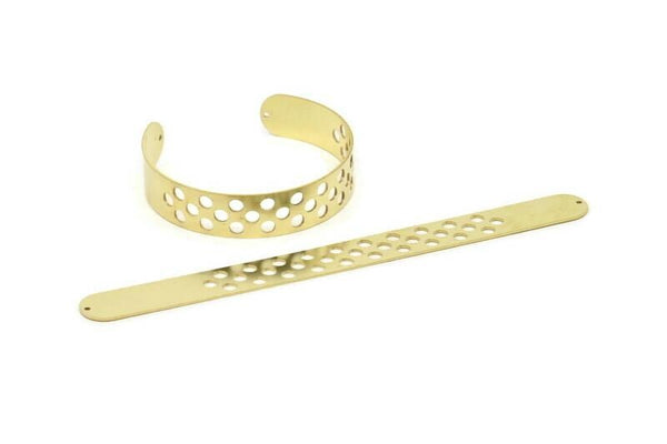 Adjustable Bangle Bracelet, Raw Brass Flat Bracelet With 2 Holes, Raw Brass Bracelet, Brass Bracelet Bangle (145x13x0.80mm) SMP1801