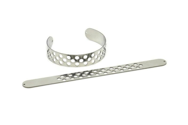 Adjustable Bangle Bracelet, Stainless Steel Flat Bracelet With 2 Holes, Steel Bracelet, Steel Bracelet Bangle (145x13x0.80mm) SMP1801