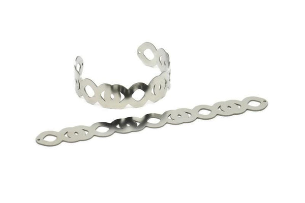 Adjustable Bangle Bracelet, Stainless Steel Flat Bracelet With 2 Holes, Steel Bracelet, Steel Bracelet Bangle (145x17x0.80mm) SMP1807
