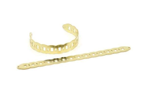 Adjustable Bangle Bracelet, Raw Brass Flat Bracelet With 2 Holes, Raw Brass Bracelet, Brass Bracelet Bangle (145x12x0.80mm) SMP1809