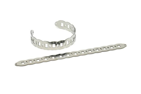 Adjustable Bangle Bracelet, Stainless Steel Flat Bracelet With 2 Holes, Steel Bracelet, Steel Bracelet Bangle (145x12x0.80mm) SMP1809