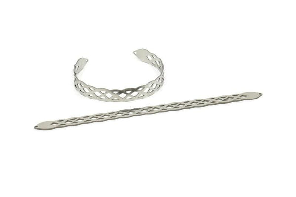 Adjustable Bangle Bracelet, Stainless Steel Flat Bracelet With 2 Holes, Steel Bracelet, Steel Bracelet Bangle (145x9x0.80mm) SMP1813