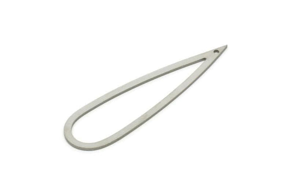 Steel Drop Charm, Stainless Steel Drop Charms With 1 Hole, Earrings, Findings (49x13x0.80mm) SMP1856