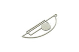 Steel Face Charm, Stainless Steel Semi Circle Charms With 1 Loop, Geometric Charms (42x14x0.80mm) SMP1848