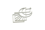 Steel Moon Charm, Stainless Steel Geometric Charms With 1 Loop, Findings (42x25x0.80mm) SMP1844