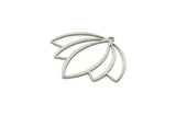 Steel Lotus Charm, Stainless Steel Lotus Flower Charms With 1 Loop, Findings (28x33x0.80mm) SMP1818