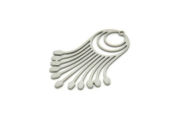 Steel Fringed Charm, Stainless Steel Fringe Shaped Charms With 1 Hole (41x29x0.80mm) SMP1840