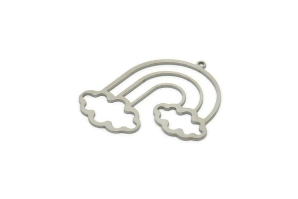 Steel Rainbow Charm, Stainless Steel Cloudy Rainbow Shaped Charms With 1 Loop, Pendant Charms, Earring Findings (34x32x0.80mm) SMP1826