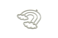 Steel Rainbow Charm, Stainless Steel Cloudy Rainbow Shaped Charms With 1 Loop, Pendant Charms, Earring Findings (34x32x0.80mm) SMP1826
