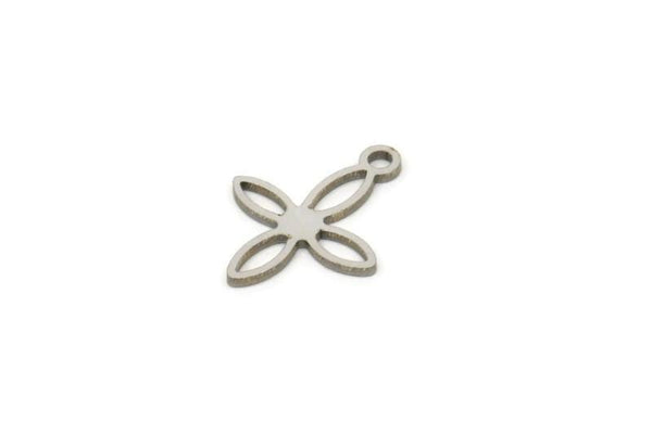 Steel Leaf Charm, Stainless Steel Leaf Charms With 1 Loop, Bracelet Parts, Tiny Leaf Charms (14x11x0.80mm) SMP1702