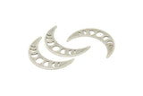 Silver Moon Blank, 6 Textured Antique Silver Plated Moon Phases Stamping Blanks (36x9x0.80mm) M01454
