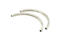 Silver Curved Tubes, 5 Antique Silver Plated Brass Square Curved Tubes (5x5x105) Bs 1528