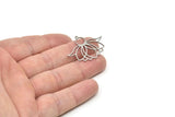 Steel Flower Charm, Stainless Steel Lotus Flower Charms With 1 Loop, Findings (26x34x0.80mm) SMP1824