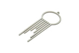 Steel Fringed Charm, Stainless Steel Fringe Shaped Charms With 1 Loop, Findings (49x20.5x0.80mm) SMP1839