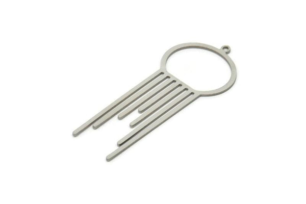 Steel Fringed Charm, Stainless Steel Fringe Shaped Charms With 1 Loop, Findings (49x20.5x0.80mm) SMP1839