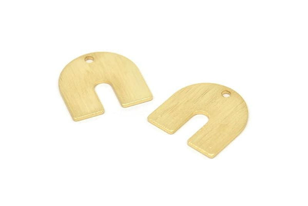 Gold U Shape Charm, 6 Textured Gold Plated Brass U Shaped Charms With 1 Hole, Blank (15x0.80mm) M332