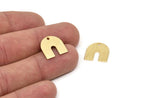 Gold U Shape Charm, 6 Textured Gold Plated Brass U Shaped Charms With 1 Hole, Blank (15x0.80mm) M332