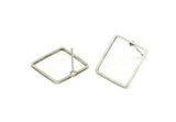 Silver Square Earring, 6 Antique Silver Plated Brass Square Stud Earrings (15x0.80mm) BS 1858 A6875
