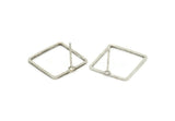 Silver Square Earring, 6 Antique Silver Plated Brass Square Stud Earrings (15x0.80mm) BS 1858 A6875