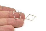 Silver Square Earring, 6 Antique Silver Plated Brass Square Stud Earrings (15x0.80mm) BS 1858 A6875