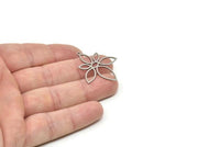Steel Flower Charm, Stainless Steel Flower Charms With 1 Loop, Charm Pendants, Findings (33x29x0.80mm) SMP1829