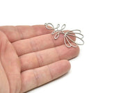 Steel Flower Charm, Stainless Steel Flower Charms With 1 Loop, Charm Pendants, Findings (45x24x0.80mm) SMP1834