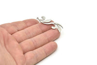 Steel Leaf Charm, Stainless Steel Branch Charms With 1 Loop, Charm Pendants (30x11x0.80mm) SMP1865
