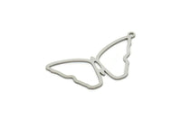 Steel Butterfly Charm, Stainless Steel Butterfly Charms With 1 Loop, Earring Findings (37x19x0.80mm) SMP1864