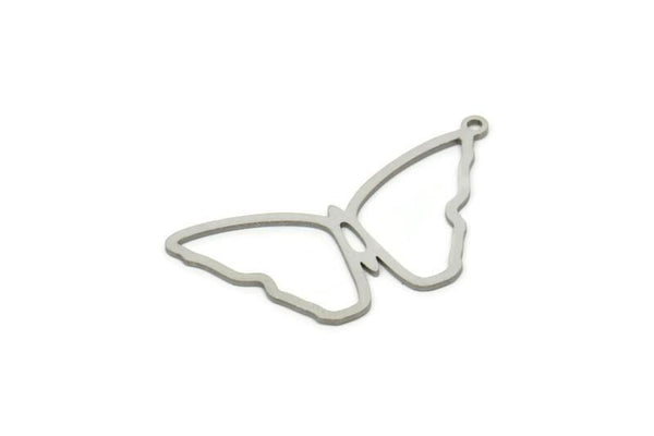 Steel Butterfly Charm, Stainless Steel Butterfly Charms With 1 Loop, Earring Findings (37x19x0.80mm) SMP1864