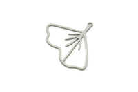 Steel Leaf Charm, Stainless Steel Ginkgo Leaf Charms With 1 Loop, Charm Pendants (32x36x0.80mm) SMP1845