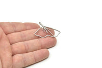 Steel Leaf Charm, Stainless Steel Ginkgo Leaf Charms With 1 Loop, Charm Pendants (32x36x0.80mm) SMP1845