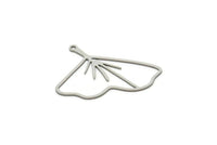Steel Leaf Charm, Stainless Steel Ginkgo Leaf Charms With 1 Loop, Charm Pendants (32x36x0.80mm) SMP1845