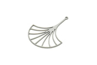 Steel Leaf Charm, Stainless Steel Leaf Charms With 1 Loop, Charm Pendants (36x28x0.80mm) SMP1836