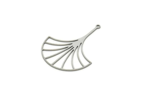 Steel Leaf Charm, Stainless Steel Leaf Charms With 1 Loop, Charm Pendants (36x28x0.80mm) SMP1836