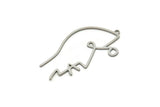 Steel Face Charm, Stainless Steel Face Pendants With 1 Loop, Face Earrings (42x24x0.80mm) SMP1869
